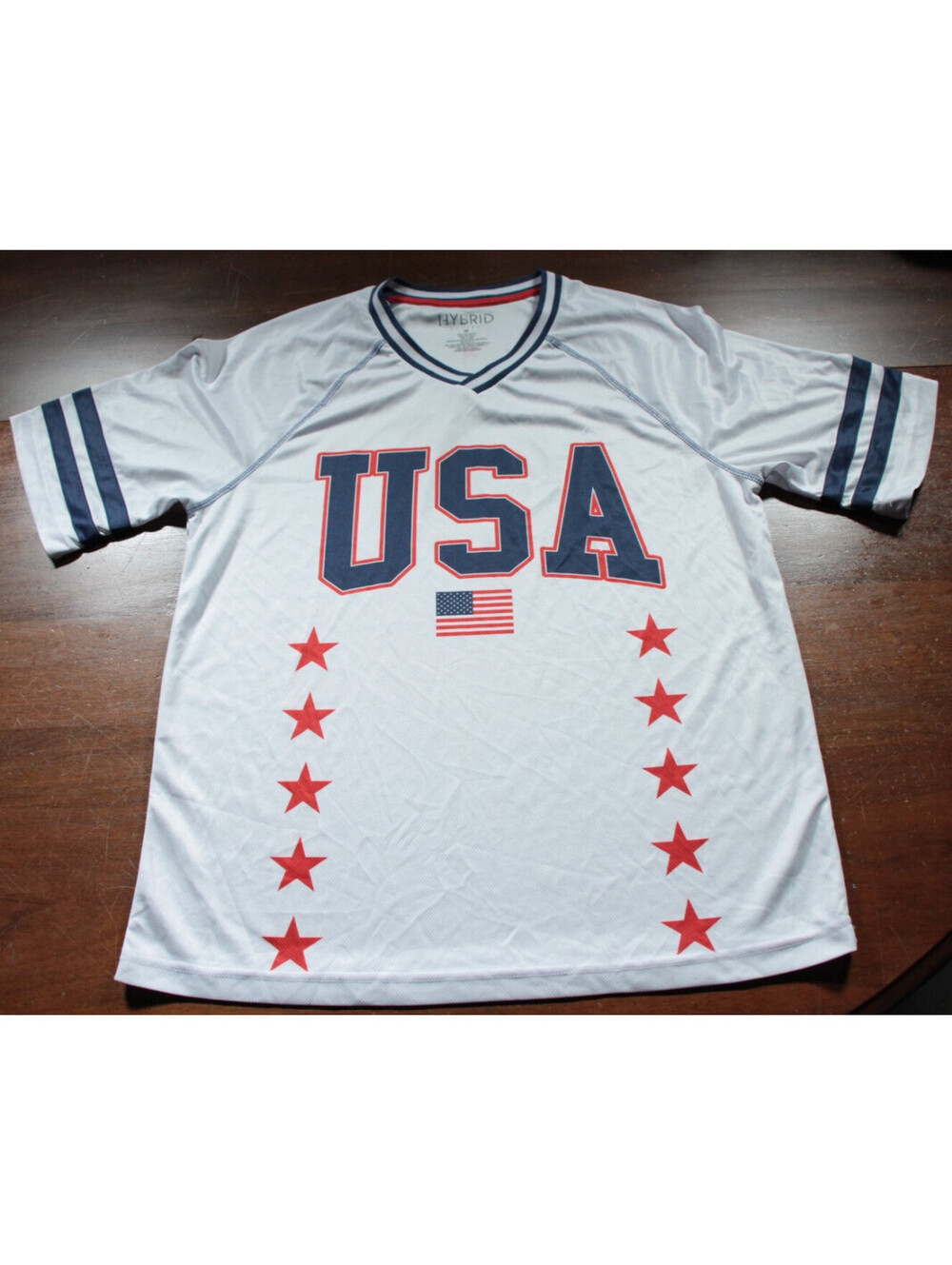 Hybrid Apparel Team USA Soccer Baseball Polyester Jersey M America Patriotic 76
